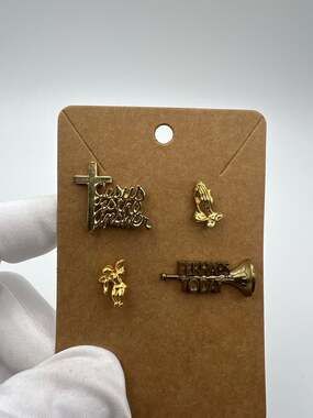 Vintage Religious Gold Tone Lapel Pin Set of 4